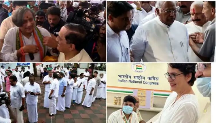 കോൺ​ഗ്രസ് പ്രസിഡന്റ് തെരഞ്ഞെടുപ്പ്; വോട്ടെടുപ്പ് രാവിലെ10 ന് ആരംഭിച്ചു