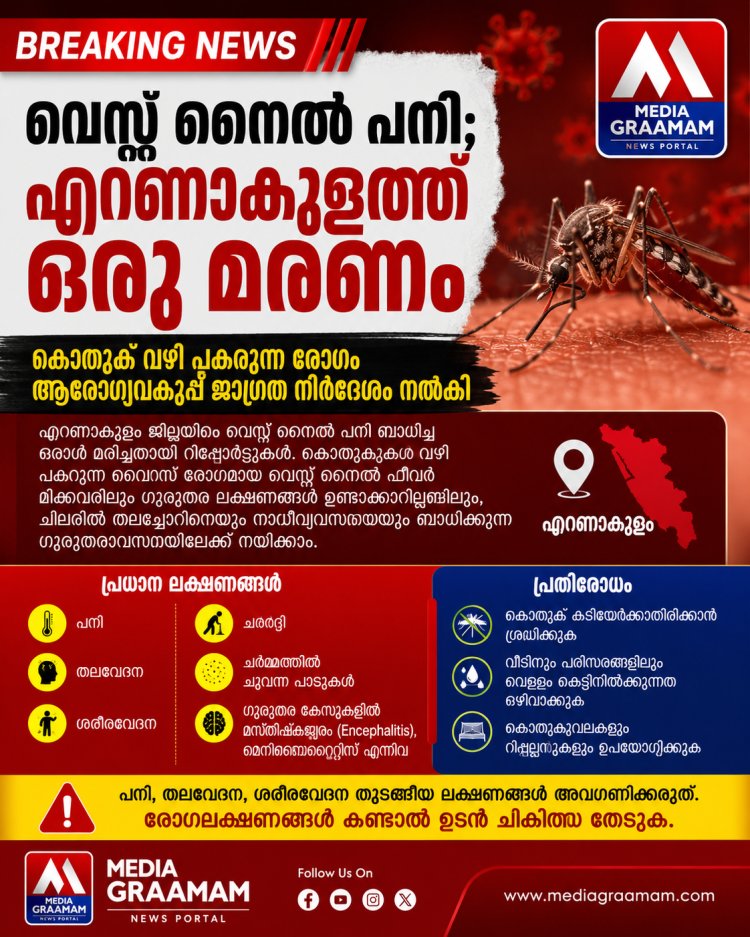 വെസ്റ്റ് നൈൽ പനി; എറണാകുളത്ത് ഒരു മരണം